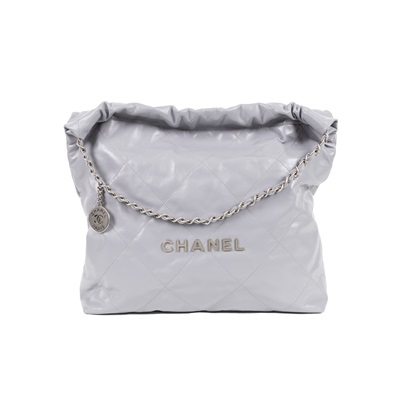 香奈兒 CHANEL 22 中型 束口包 AS3261 晶片款 灰CHANEL22 包 中號 內袋