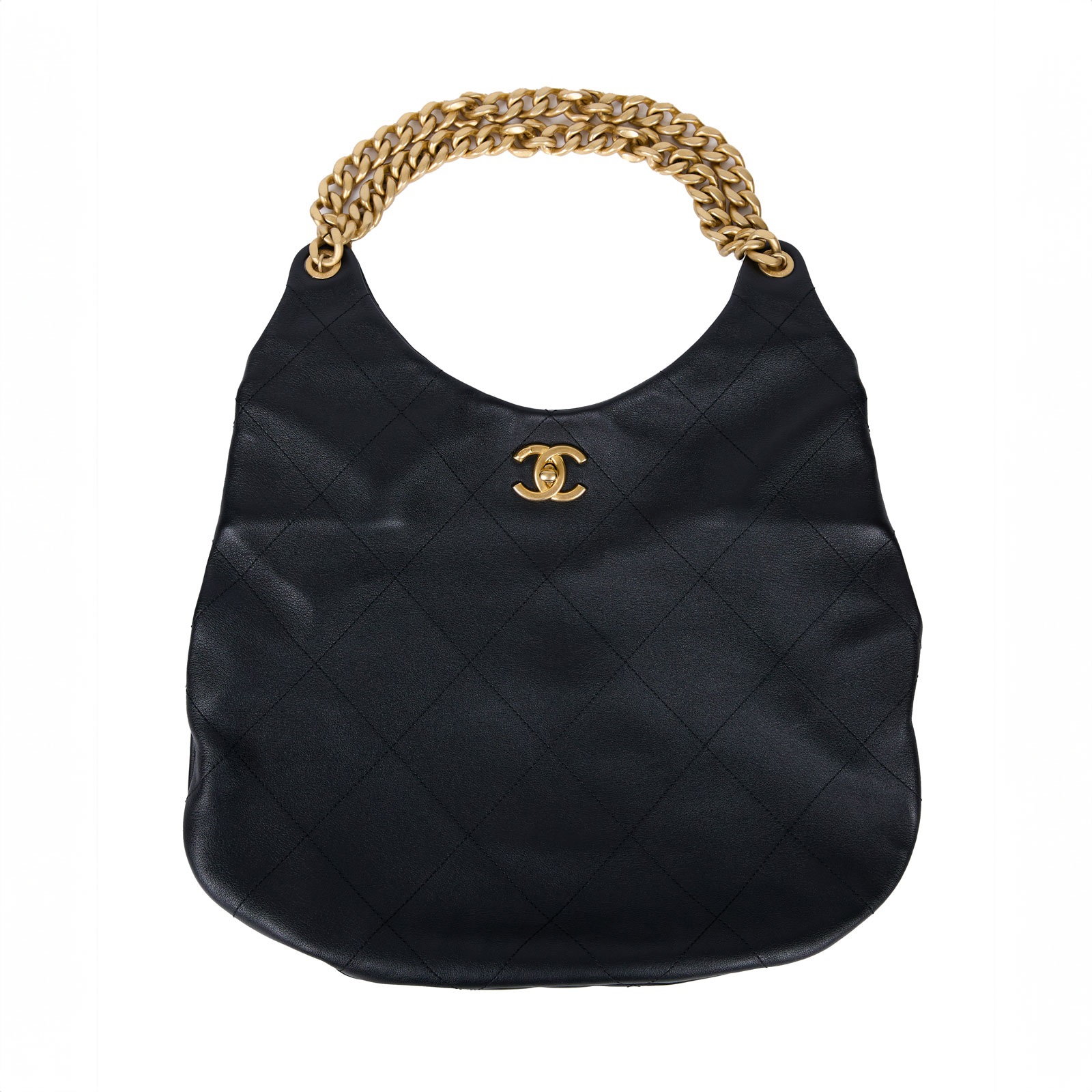 香奈兒 CHANEL Hobo 手提 腋下包 AS3127 晶片款 黑金羊鍊條HOBO 購買證明