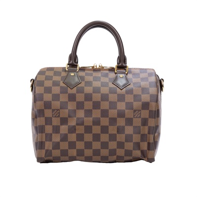 路易威登 LOUIS VUITTON Speedy Bandoulière  25 棕棋盤 手提 斜背 波士頓包 N41368 晶片款  原廠盒子/防塵袋/背帶/鎖組