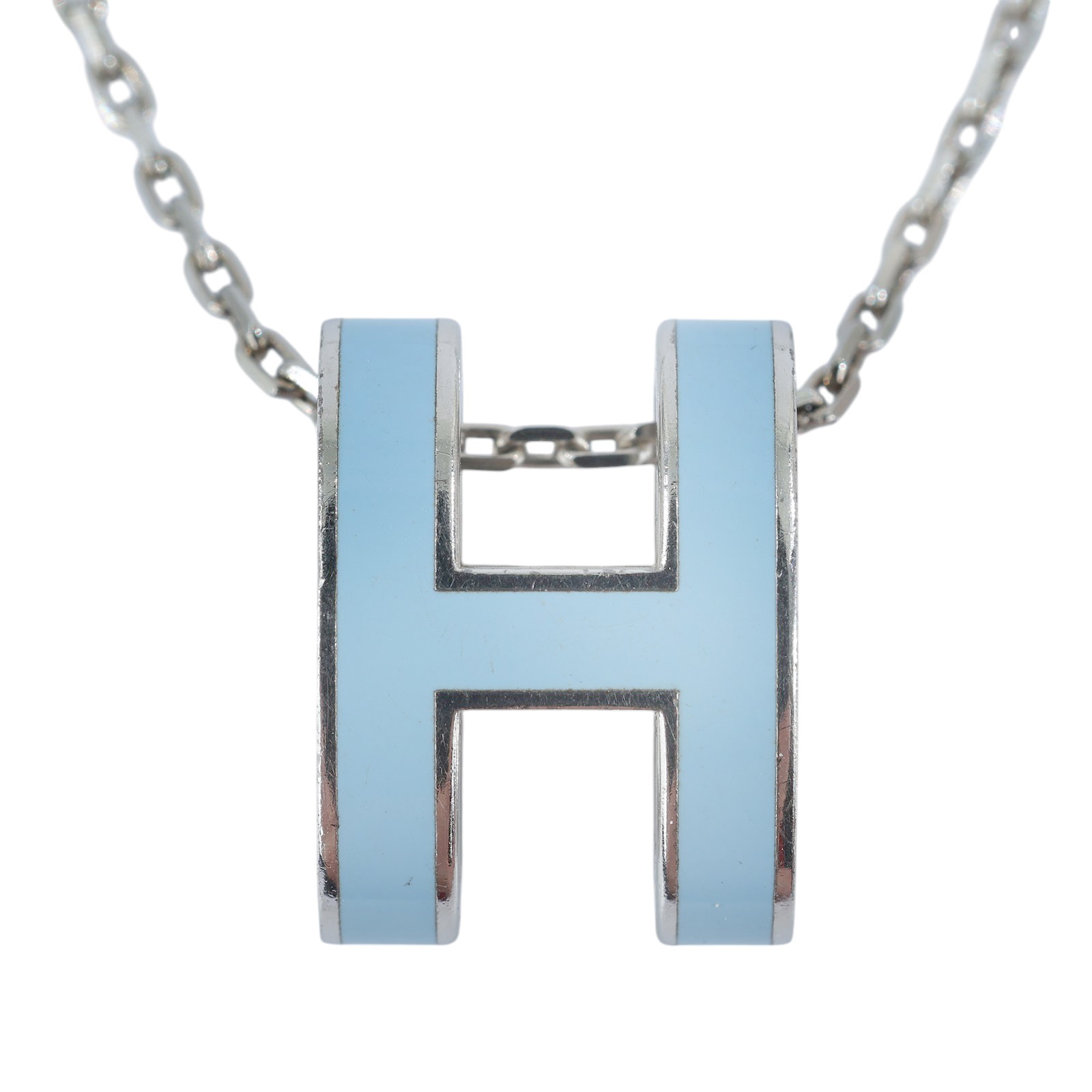 愛馬仕 Hermès Pop H 墜飾 POPHP  藍POP H項鍊 原廠盒子