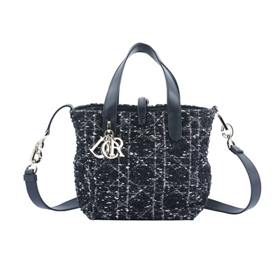 迪奧 CHRISTIAN DIOR Dior Toujours 小型直式托特包 M2835ODFG 黑毛呢籐格Dior Toujours 小款 防塵袋