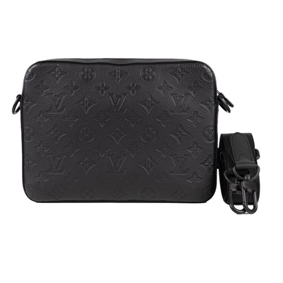 路易威登 LOUIS VUITTON Trio 肩背 郵差包 M46602 晶片款 黑原花壓紋牛皮TRIO三合一 原廠盒子/防塵袋/購買證明