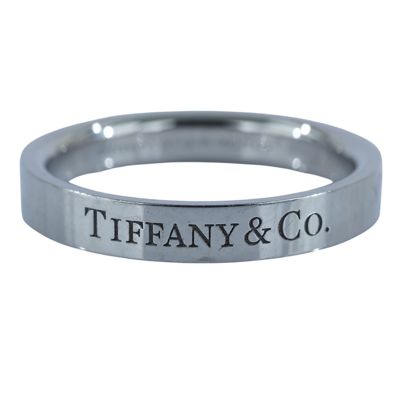蒂芙尼 TIFFANY＆CO. Logo 戒指  PT950 LOGO戒指 原廠盒子/購買證明