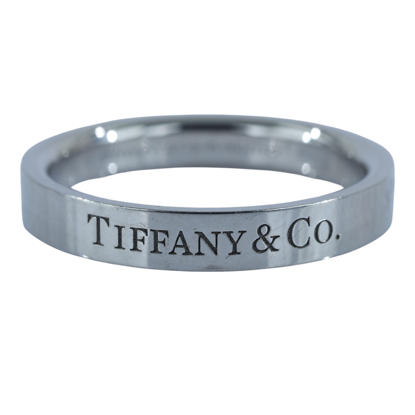 蒂芙尼 TIFFANY＆CO. Logo 戒指  PT950 LOGO戒指 原廠盒子/購買證明