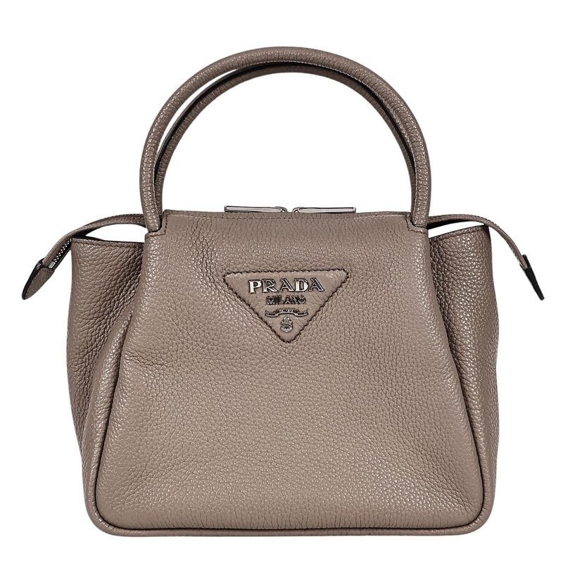 普拉達 PRADA 皮革手袋 小型 1BC145_2DKV 灰真皮2WAY 防塵袋/背帶