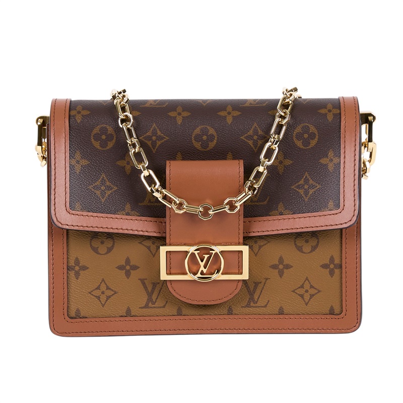 路易威登 LOUIS VUITTON Dauphine MM 手提包 雙色翻蓋斜背 鏈帶包 M44391 晶片款  原廠盒子/防塵袋/背帶2