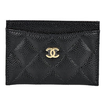 香奈兒 CHANEL CC LOGO 經典卡片夾 AP0213 黑金荔枝卡夾 防塵袋/原廠盒子