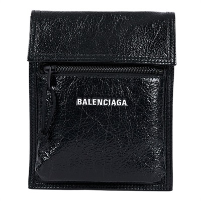 巴黎世家 BALENCIAGA Explorer 小型 小包 6559821VG7X 黑油蠟皮手機包 防塵袋/購買證明