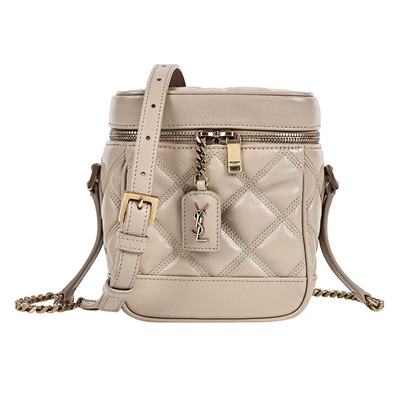 聖羅蘭 YSL SAINT LAURENT 粒紋 牛皮 直式 肩背 化妝箱 64977912H17 粉膚金魚子醬VANITY BAG 原廠盒子/防塵袋/購買證明