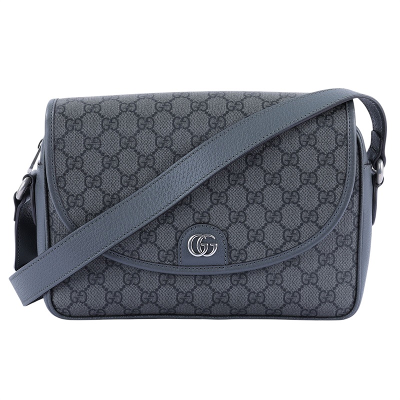 古馳 GUCCI Ophidia GG logo 拉鍊 下蓋 肩背 郵差包 724704 灰GG滿版郵差包 原廠盒子/防塵袋