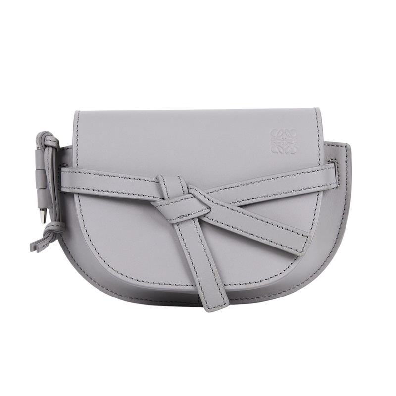 羅意威 LOEWE Mini Gate Dual bag 迷你 小牛皮 肩背包 帆布背帶  灰色GATE MINI 原廠盒子/防塵袋/購買證明