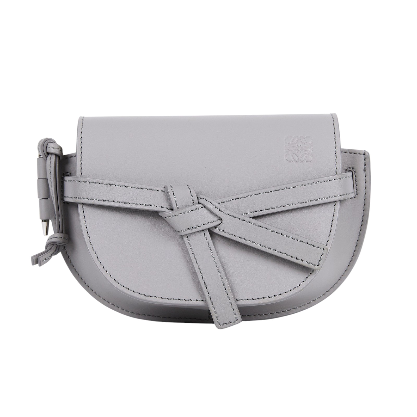羅意威 LOEWE Mini Gate Dual bag 迷你 小牛皮 肩背包 帆布背帶  灰色GATE MINI 原廠盒子/防塵袋/購買證明