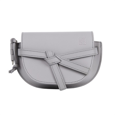 羅意威 LOEWE Mini Gate Dual bag 迷你 小牛皮 肩背包 帆布背帶  灰色GATE MINI 原廠盒子/防塵袋/購買證明