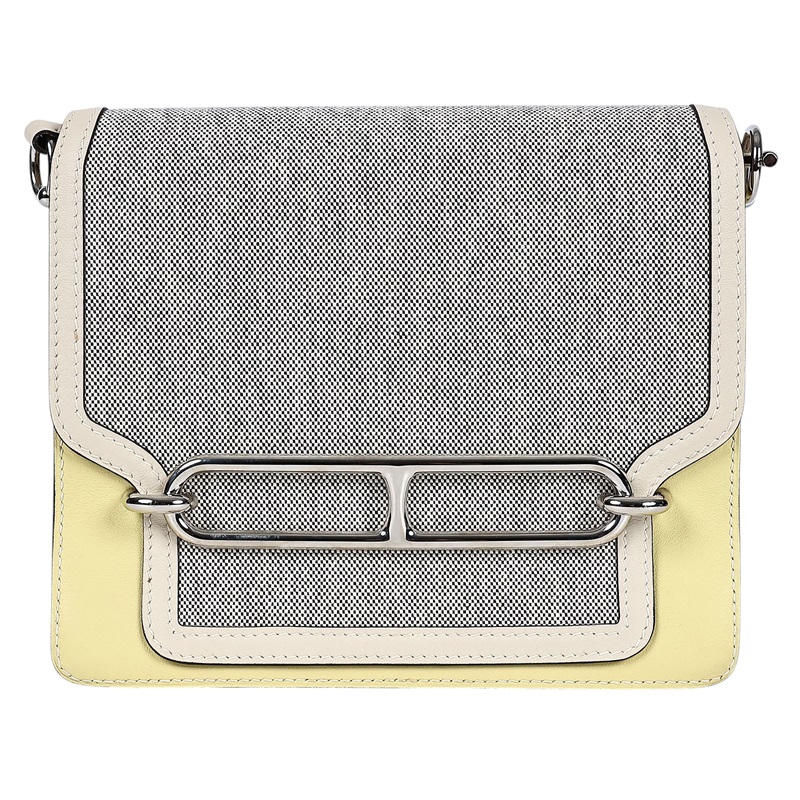 愛馬仕 Hermès Roulis 豬鼻子 斜背包 23 RO23 XST005PI X刻黃白拼帆布ROULIS 23 防塵袋