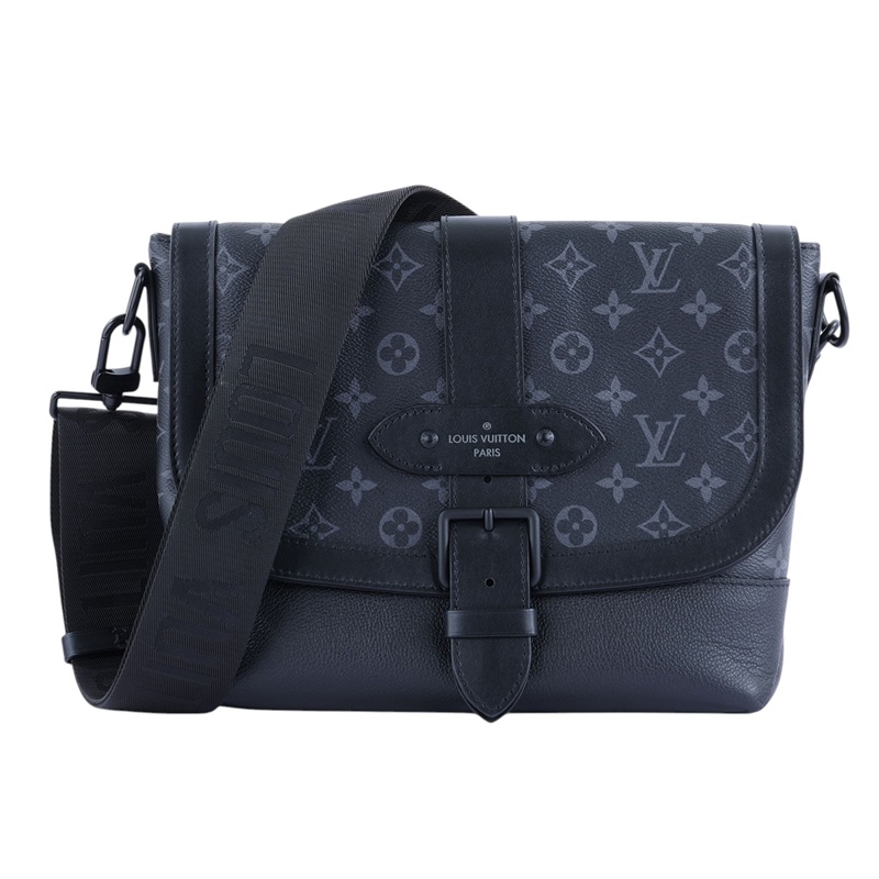 路易威登 LOUIS VUITTON Saumur 郵差包 M45911 晶片款 黑原花SAUMUR 翻蓋斜背包 原廠盒子/防塵袋
