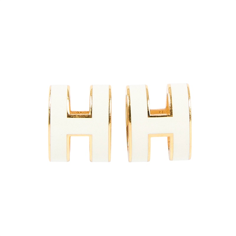 愛馬仕 Hermès Mini Pop H 耳釘 POPHE  白POP H耳環 原廠盒子