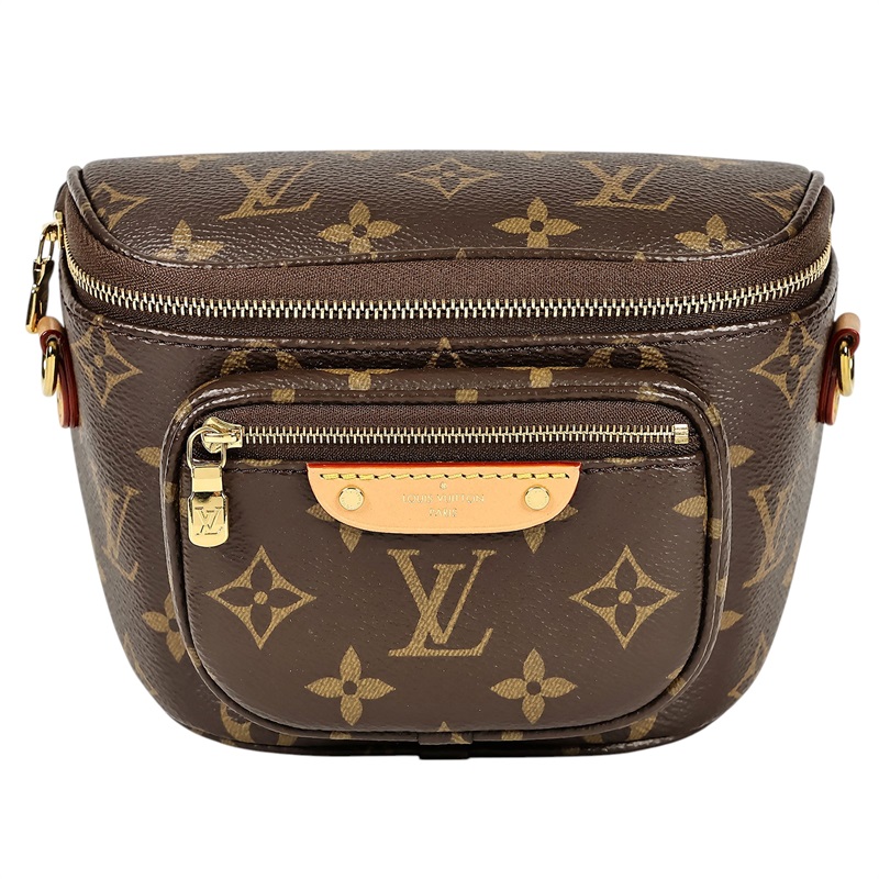 路易威登 LOUIS VUITTON Mini Bumbag 迷你 腰包 鏈條 單肩包 M82335 晶片款 棕原花Mini Bumbag 單肩包 防塵袋