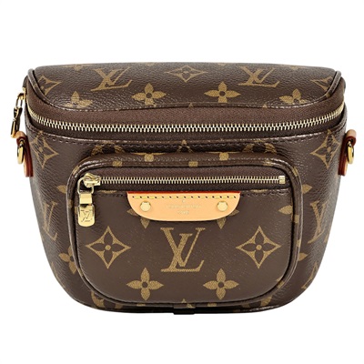 路易威登 LOUIS VUITTON Mini Bumbag 迷你 腰包 鏈條 單肩包 M82335 晶片款 棕原花Mini Bumbag 單肩包 防塵袋