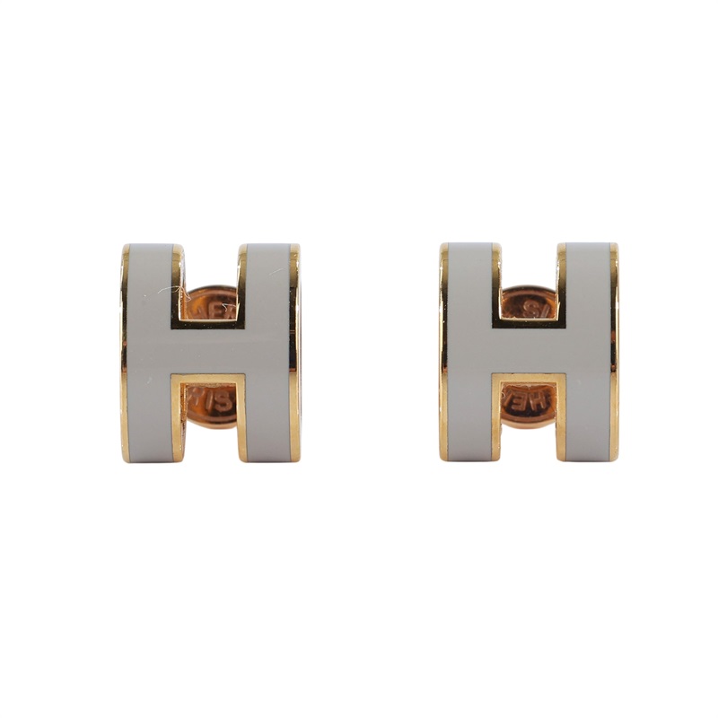 愛馬仕 Hermès Mini Pop H 耳釘 POPHEMINI GD0244 灰金H MINI POP耳環 原廠盒子/防塵袋