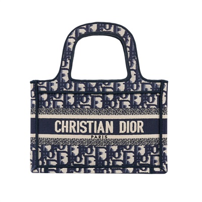 迪奧 CHRISTIAN DIOR Book Tote 迷你 手提 托特包  藍緹花BOOK TOTE MINI 防塵袋