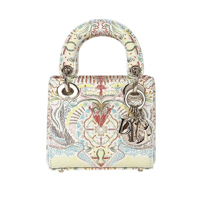 迪奧 CHRISTIAN DIOR Lady Dior Micro手提 肩背包  白圖騰LADY DIOR MICRO 防塵袋/保證卡/背帶