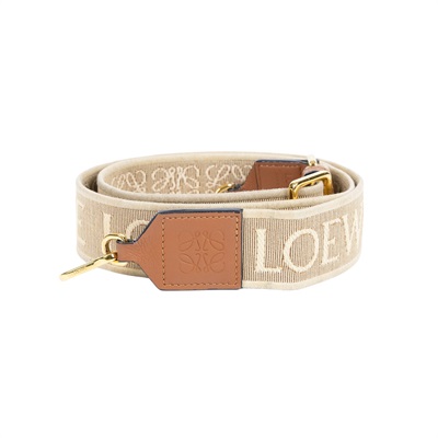 羅意威 LOEWE 緹花織 小牛皮 Anagram 肩帶 C073T87X01 米帆布LOGO背帶 無附屬品