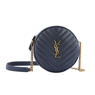 聖羅蘭 YSL SAINT LAURENT Vinyle 610436E9096 黑金魚子醬圓餅包 防塵袋