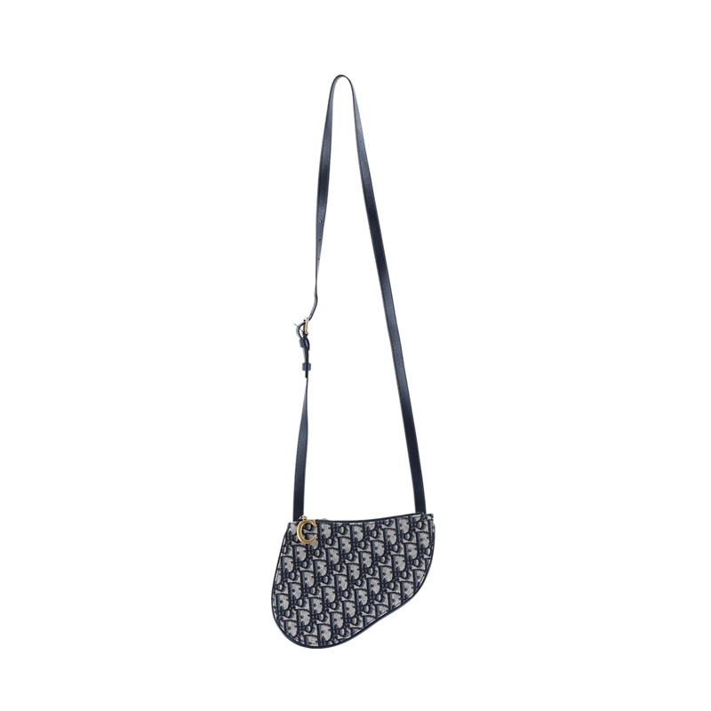 迪奧 CHRISTIAN DIOR Scarab 馬鞍包  藍老花Oblique Saddle三層馬鞍包 無附屬品