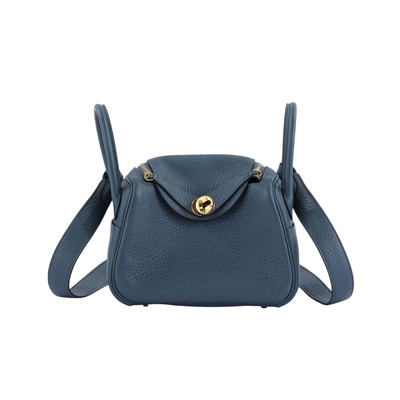 愛馬仕 Hermès Lindy 琳迪包 迷你 LDM Z刻 風暴藍金扣LINDY MINI 防塵袋/原廠盒子