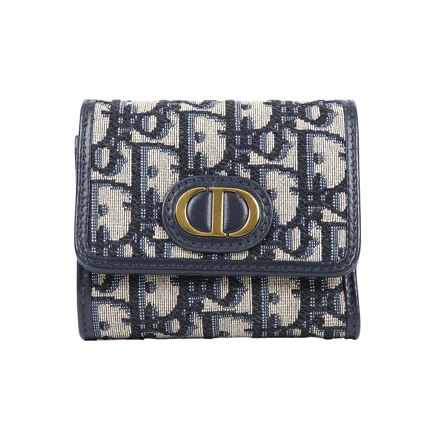 迪奧 CHRISTIAN DIOR Montaigne MM S2057UTZQ 藍緹花短夾 原廠盒子/防塵袋