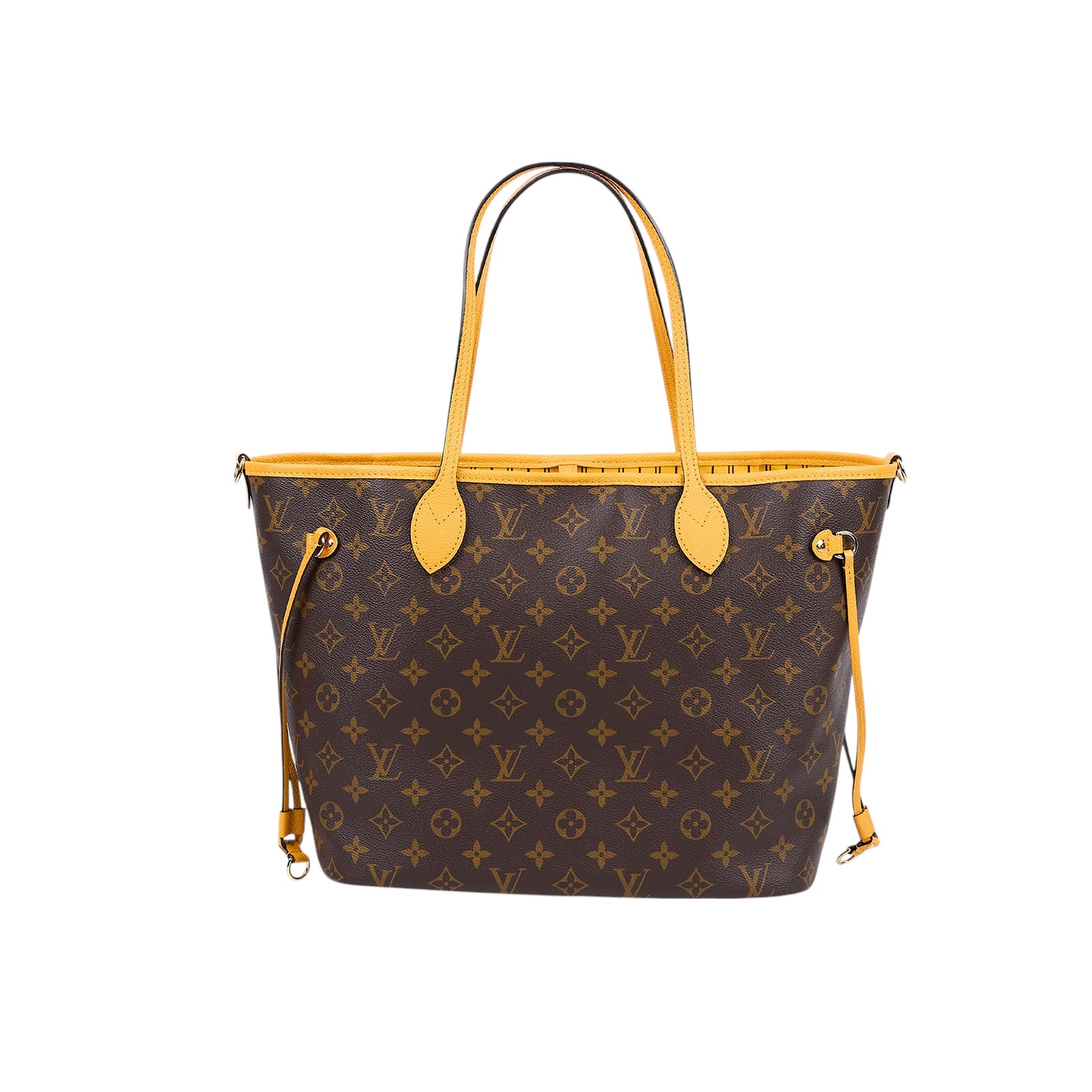 路易威登 LOUIS VUITTON 新款雙面設計 Neverfull Bandoulière Inside Out MM 芥末黃色 M12779 晶片款  原廠盒子/防塵袋/購買證明影本/背帶