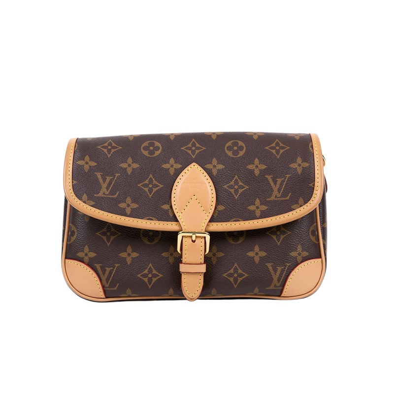 路易威登 LOUIS VUITTON Diane 腋下包法棍 單肩背包 經典帆布 M45985 晶片款 棕原花DIANE法棍包 防塵袋/原廠盒子/購買證明