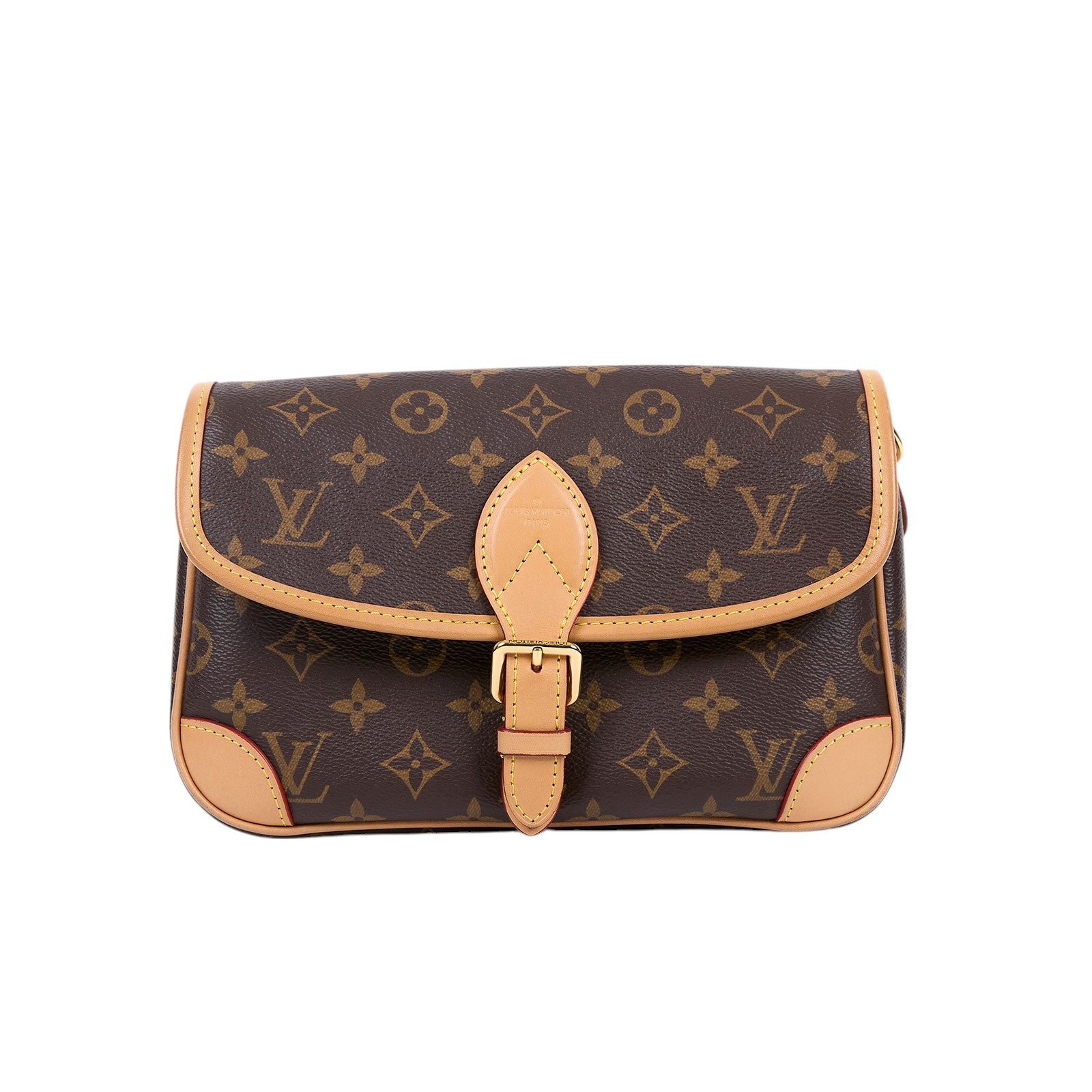 路易威登 LOUIS VUITTON Diane 腋下包法棍 單肩背包 經典帆布 M45985 晶片款 棕原花DIANE法棍包 防塵袋/原廠盒子/購買證明