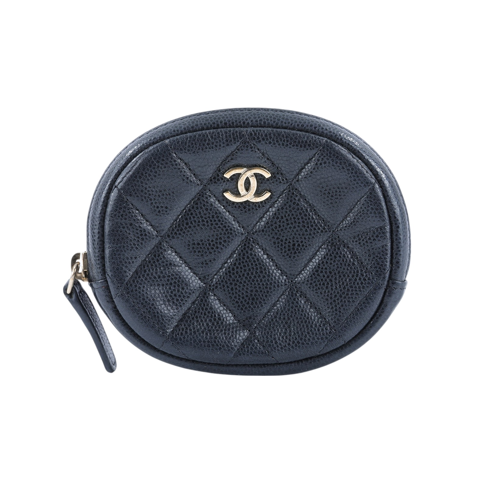 香奈兒 CHANEL CC logo 零錢包 A68995 28開荔枝牛金橢圓零錢包 無附屬品
