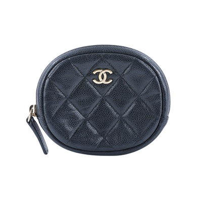 香奈兒 CHANEL CC logo 零錢包 A68995 28開荔枝牛金橢圓零錢包 無附屬品