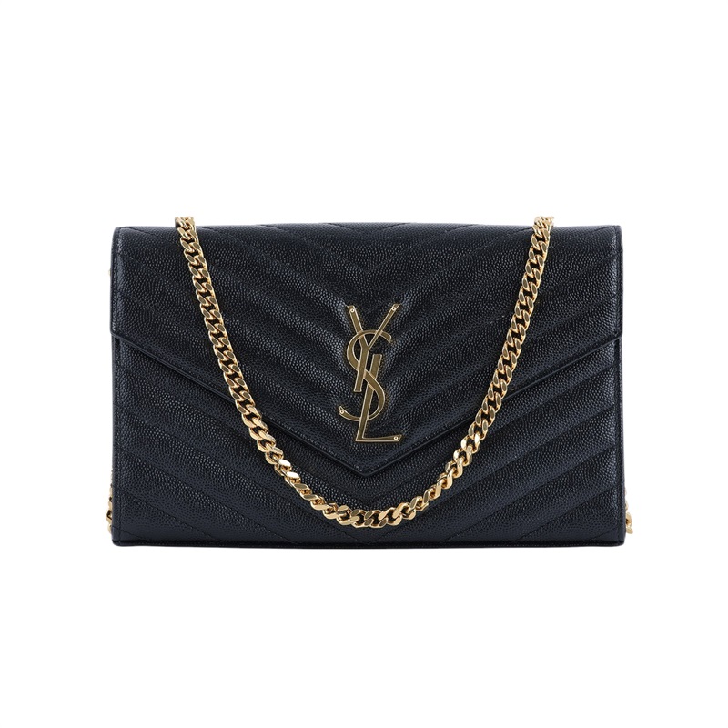 聖羅蘭 YSL SAINT LAURENT Cassandre 經典粒面皮革 鏈條 錢包 377828BOW01  原廠盒子/防塵袋