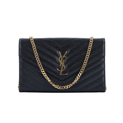 聖羅蘭 YSL SAINT LAURENT Cassandre 經典粒面皮革 鏈條 錢包 377828BOW01  原廠盒子/防塵袋