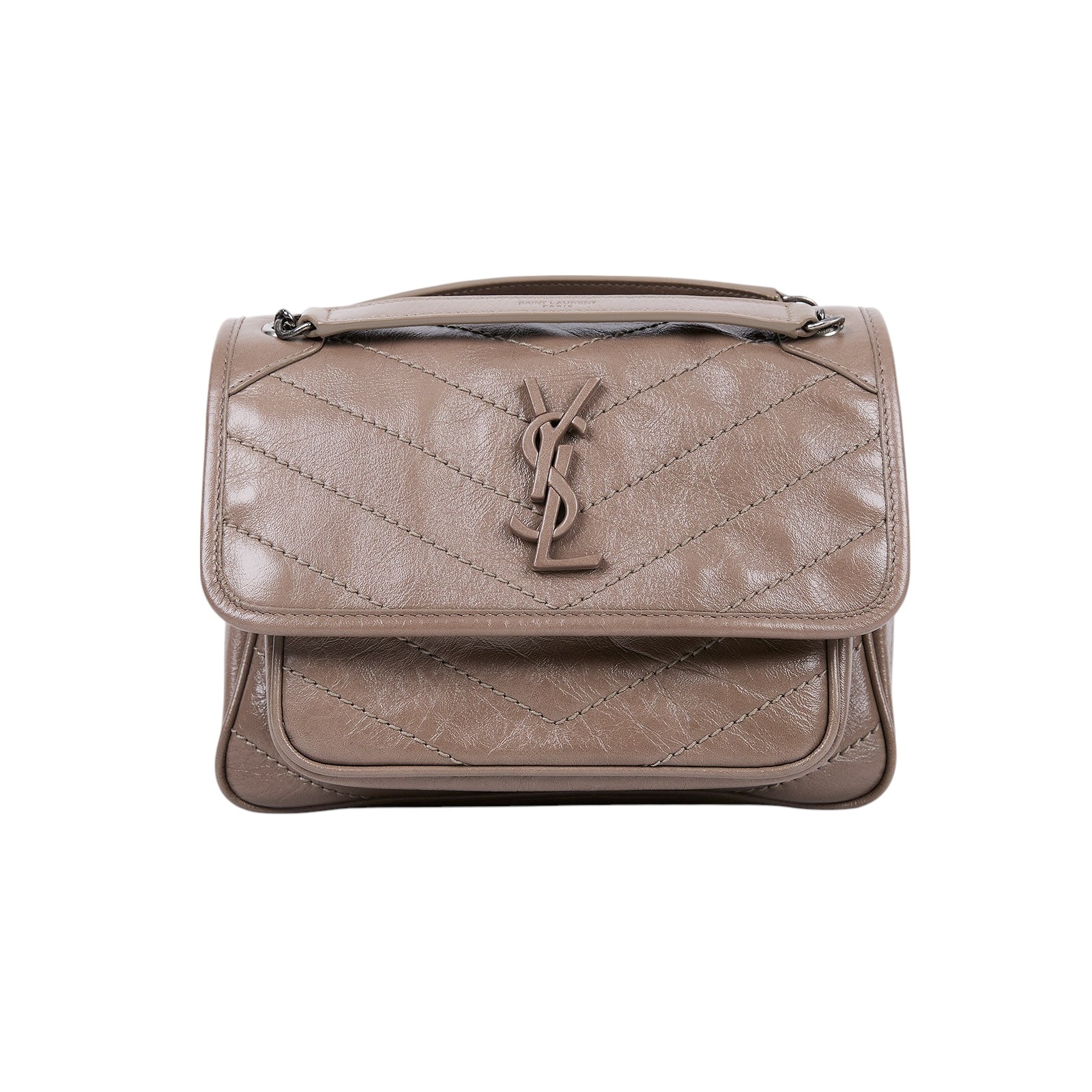 聖羅蘭 YSL SAINT LAURENT Niki 復古小牛皮 Baby 斜背 翻蓋包 6331600EN04 奶茶棕NIKI BABY 原廠盒子/防塵袋