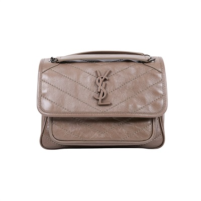 聖羅蘭 YSL SAINT LAURENT Niki 復古小牛皮 Baby 斜背 翻蓋包 6331600EN04 奶茶棕NIKI BABY 原廠盒子/防塵袋
