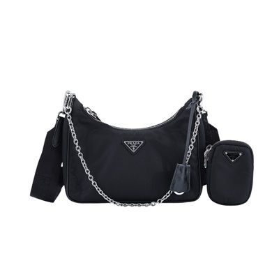 普拉達 PRADA Re-Edition 2005 Re-Nylon 手袋 1BH204_R064 黑色尼龍三合一 防塵袋/購買證明/背帶/內袋/鍊帶