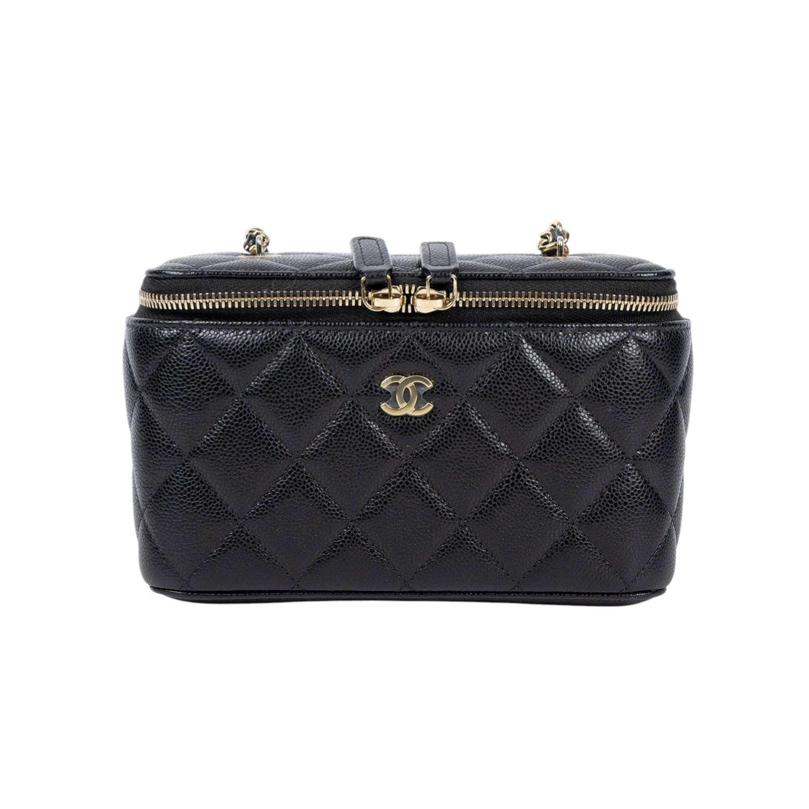 香奈兒 CHANEL Vanity Case 化妝箱 AP1341 B10583 黑荔枝長VANITY 原廠盒子/防塵袋/國外購買證明