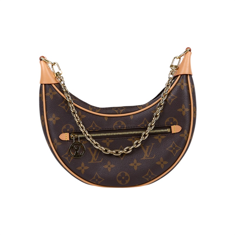 路易威登 LOUIS VUITTON Loop 半月 法棍包 豌豆包 老花 腋下單肩包 M81098 晶片款 原花LOOP彎月包 PM 原廠盒子/防塵袋