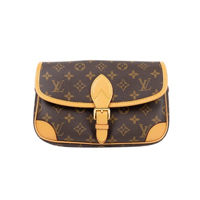 路易威登 LOUIS VUITTON Diane 腋下包法棍 單肩背包 經典帆布 M45985 晶片款 棕原花DIANE法棍包 原廠盒子/防塵袋