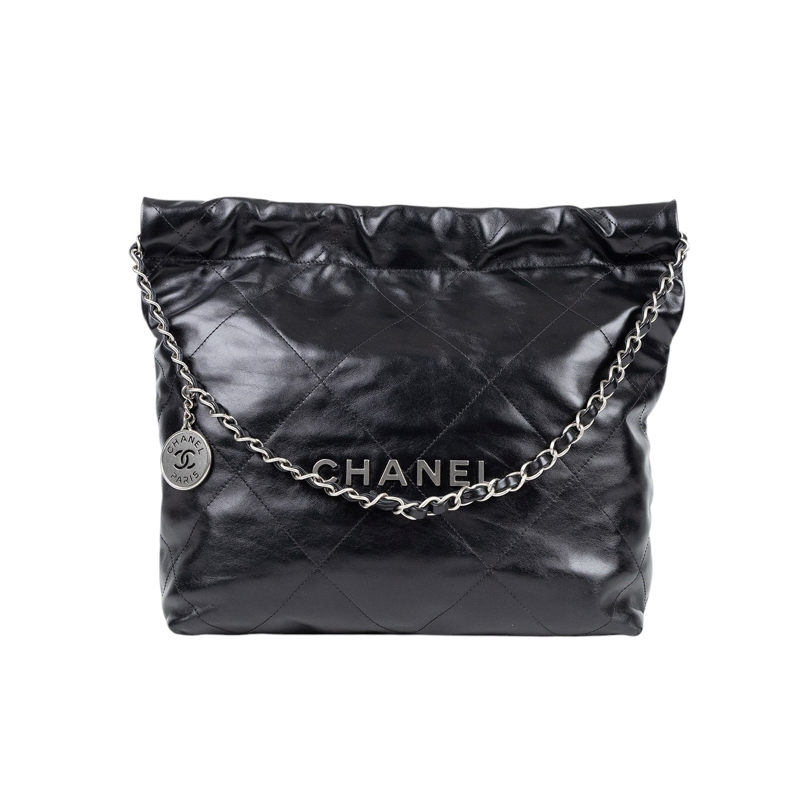 香奈兒 CHANEL 22 小型 束口包 AS3260 晶片款 黑銀22小號 無附屬品
