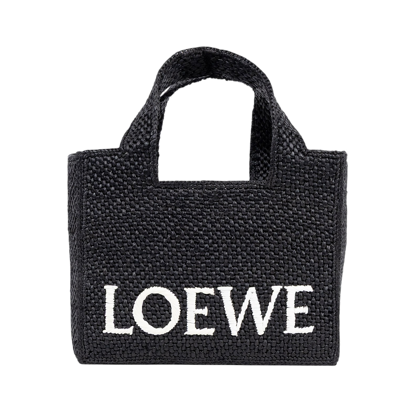 羅意威 LOEWE Small Font Tote 酒椰纖維 小型 托特包 A685B5 黑Font 小號 防塵袋