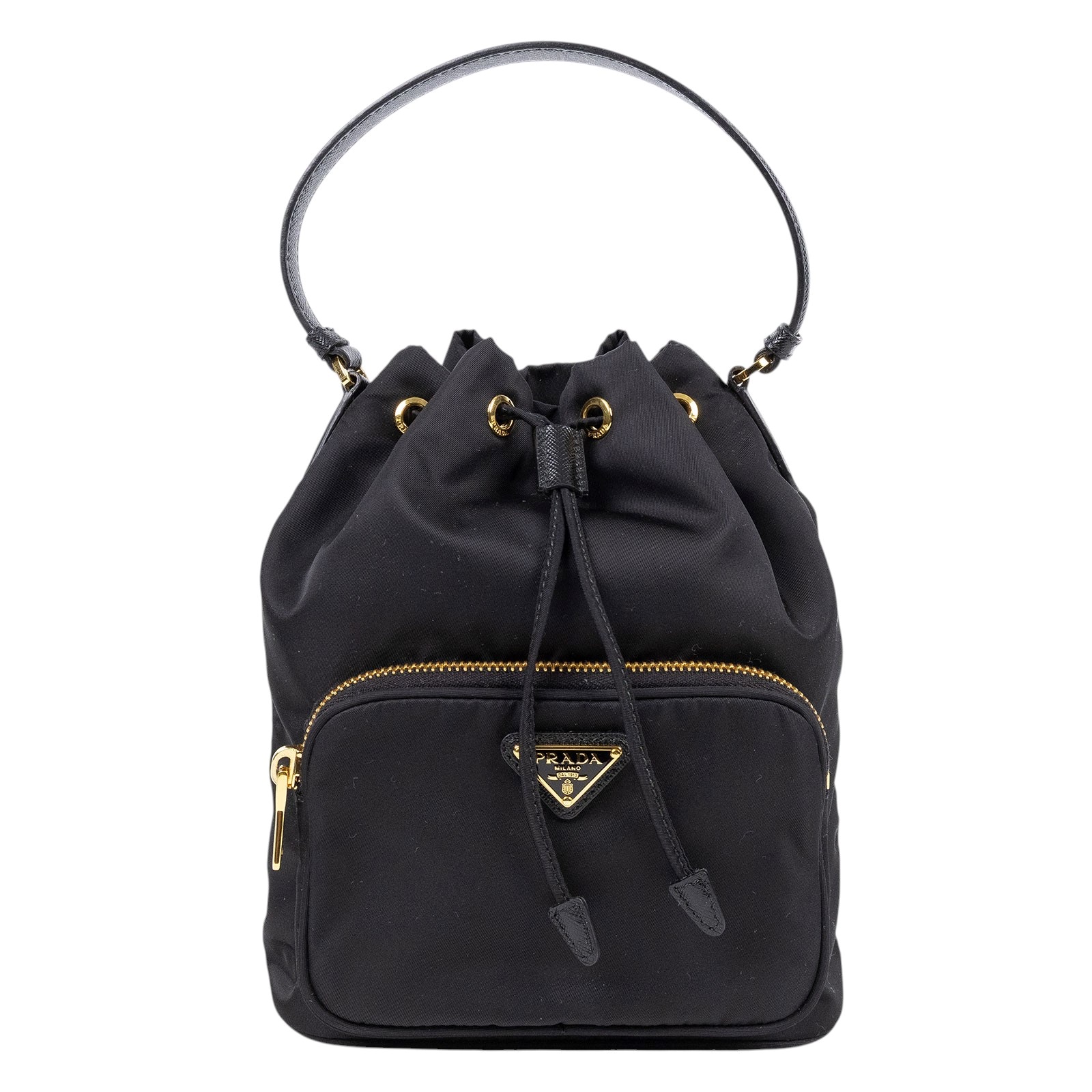 普拉達 PRADA Duet Re-Nylon 水桶袋 1BH038_RV44 黑尼龍水桶包 防塵袋