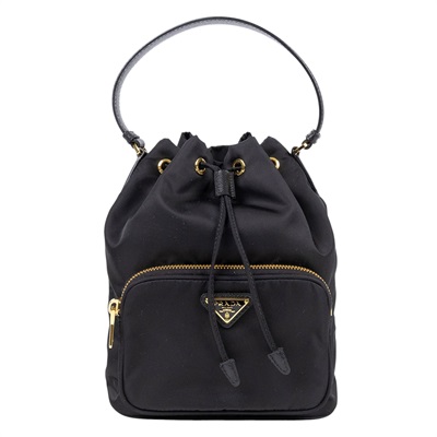 普拉達 PRADA Duet Re-Nylon 水桶袋 1BH038_RV44 黑尼龍水桶包 防塵袋