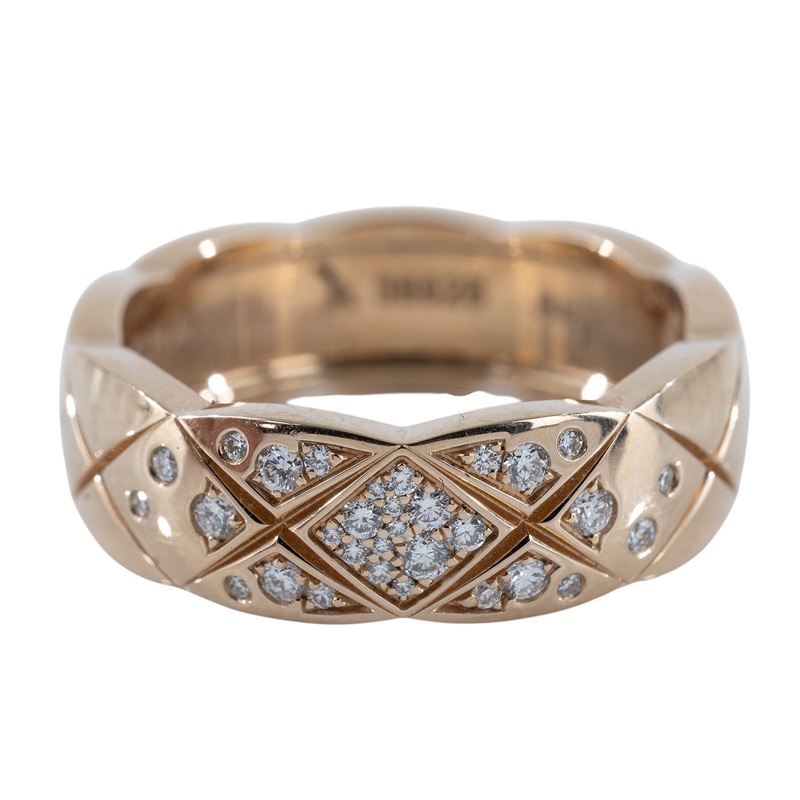 香奈兒 CHANEL Coco Crush 菱格紋圖騰 小型款 鑽石 戒指 J1110157/A36628/9.86G/#57 K18YG COCO CRUSH鑽戒 小型款 原廠盒子/保書