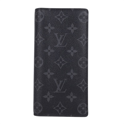 路易威登 LOUIS VUITTON Brazza 錢包 Monogram Eclipse 帆布 長夾 M61697 晶片款 原花黑BRAZZA長夾 無附屬品