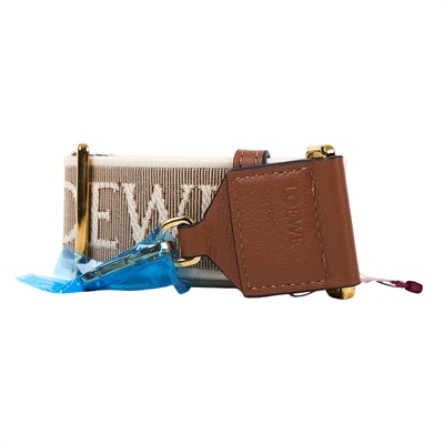 羅意威 LOEWE 緹花織 小牛皮 Anagram 肩帶 C073T87X01 灰LOGO帆布背帶 原廠盒子/防塵袋